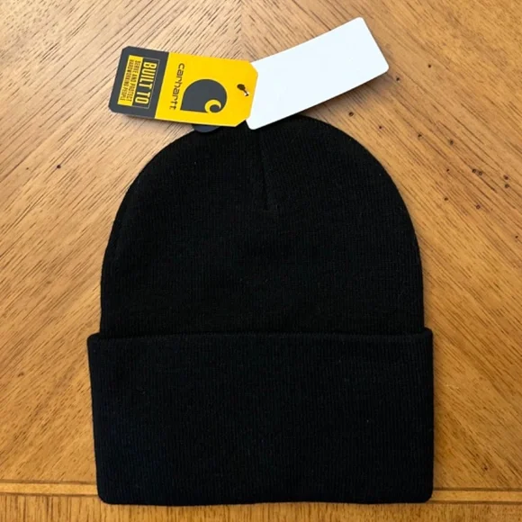 New Carhartt Cuffed Johnson & Johnson Black Beanie - Picture 2 of 2